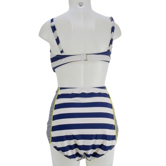 VM Women's Swimsuit Blue White Stripe 2 piece Plus Size 3X - Picture 2 of 9